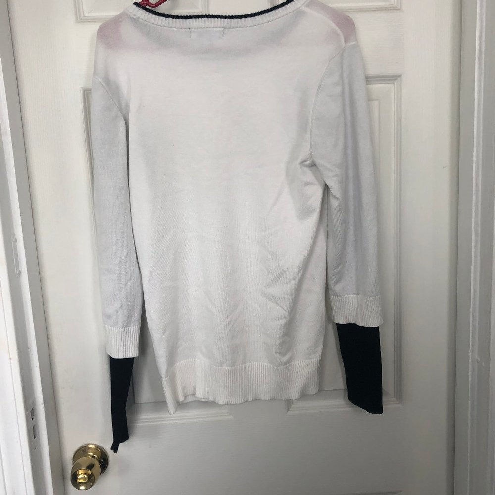 DKNY Women's Ribbed Pullover Sweater white&black - Picture 6 of 6